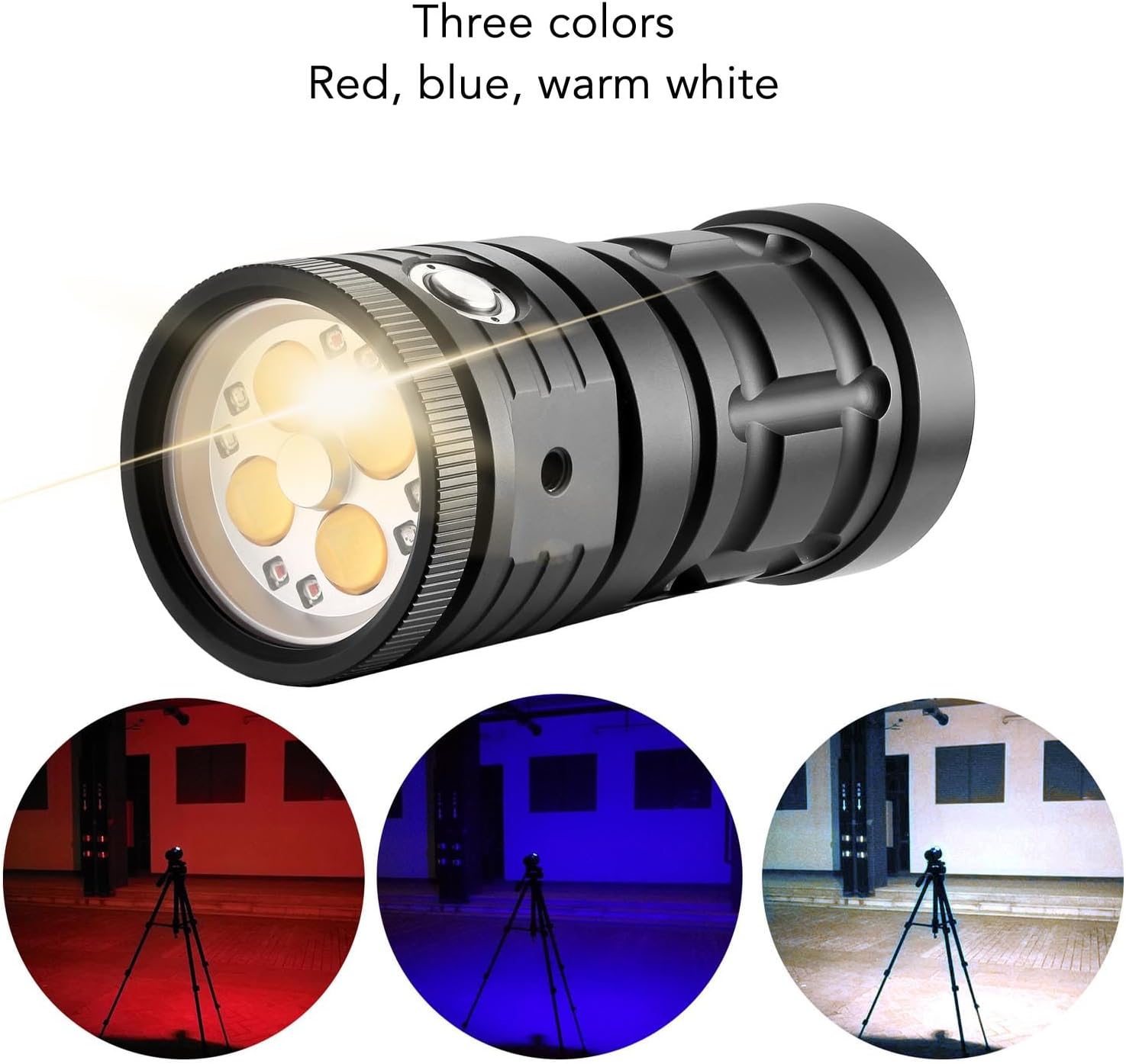 USB Rechargeable Scuba Diving Flashlight, 18000LM Brightness, 100M Waterproof, LED Torch for Underwater Exploration