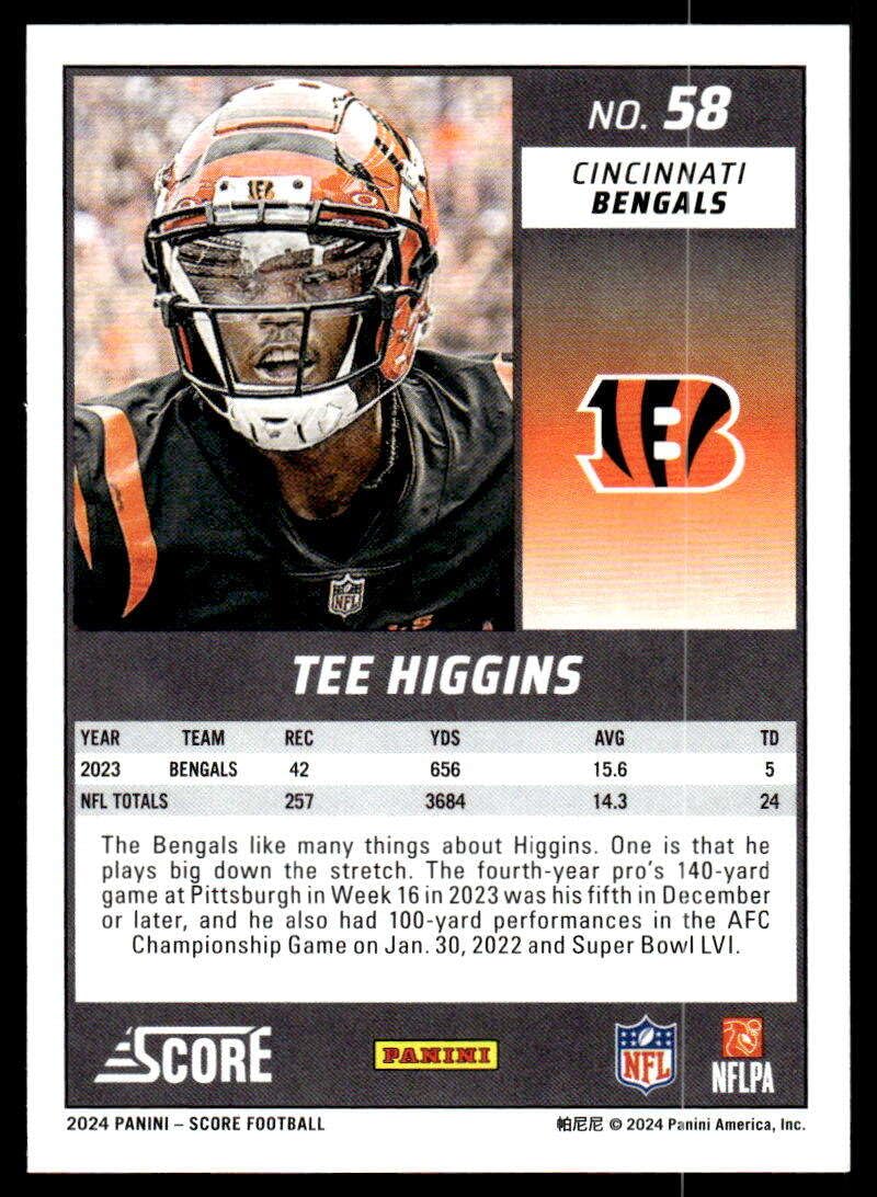 Amazon.com: Tee Higgins 2024 Score #58 NM-MT Football Bengals