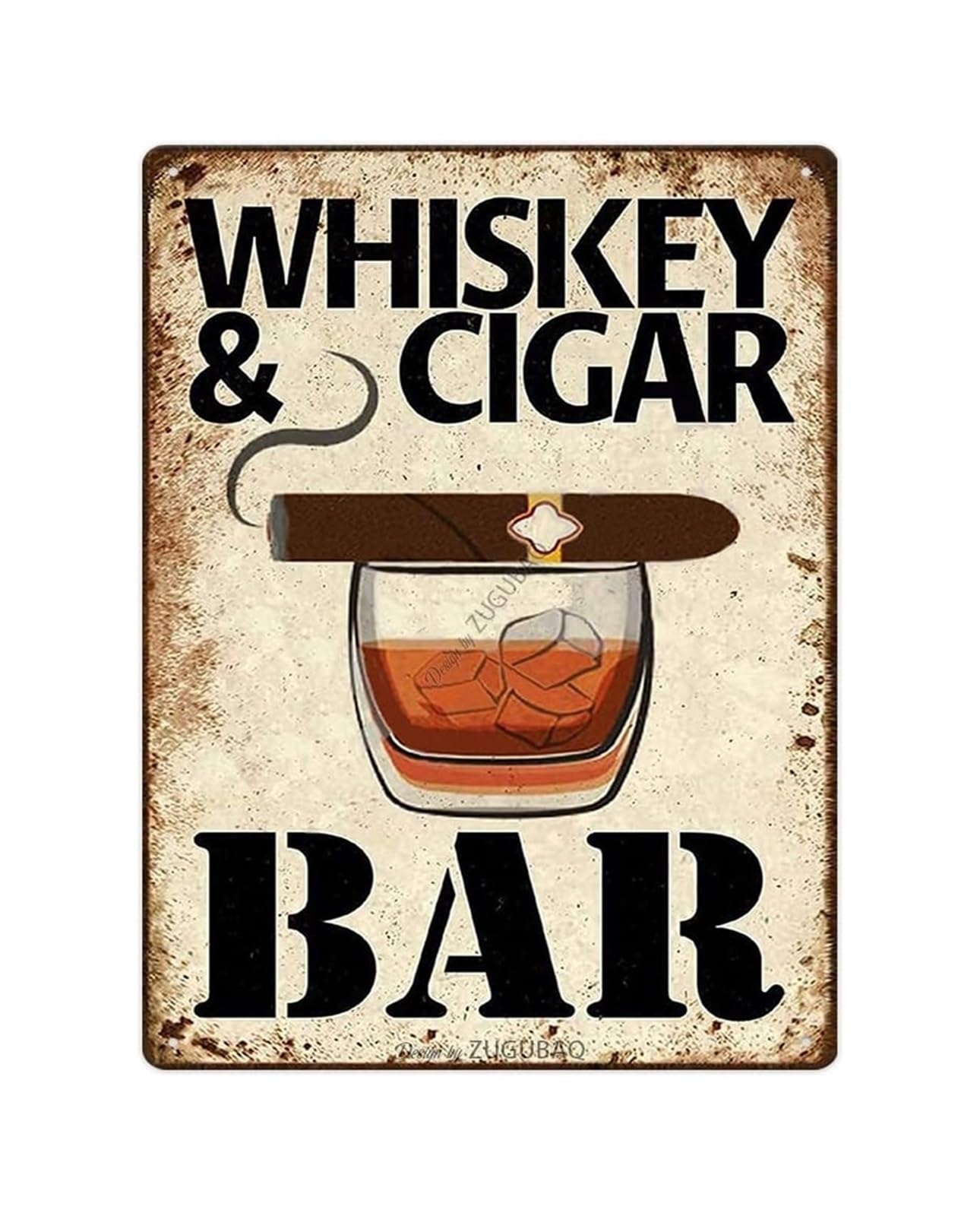 CBQZCHWDKT Funny Man Cave Tin Sign Whiskey and Cigars Vintage Metal Decor for Wall Garage Pub Basement Home Bar 8 X 12 inch