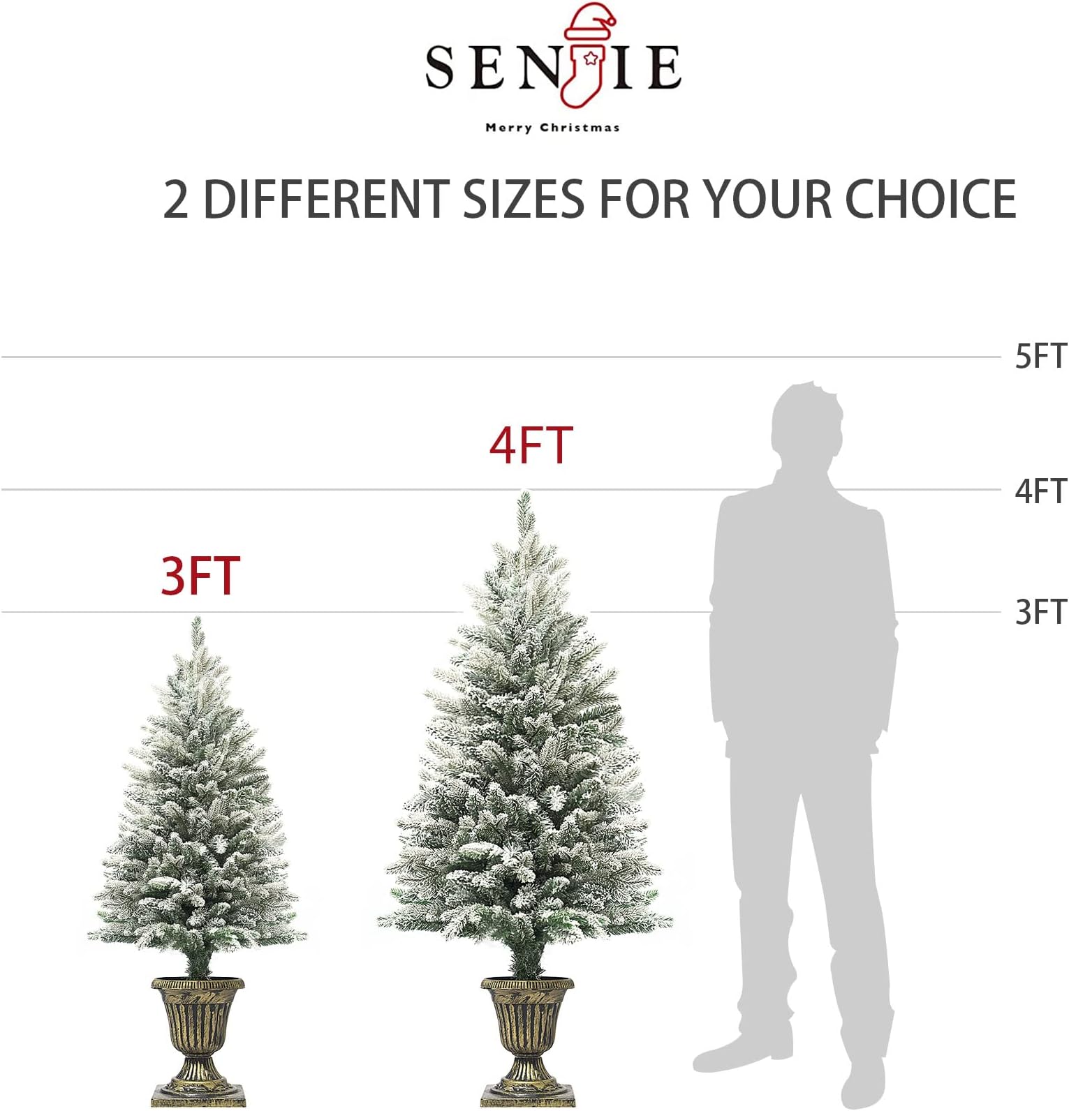 Artificial Mini Christmas Tree Flocked Small Xmas Tree with Pot Base for Holiday,Entrances Decor,Unlit 4FT