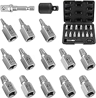 SYIZYEN 15-Piece Screw Extractor Set, 3/8" Hex Drive Easy Out Bolt Remover Kit for Stripped, Broken Screws & Bolts with Case