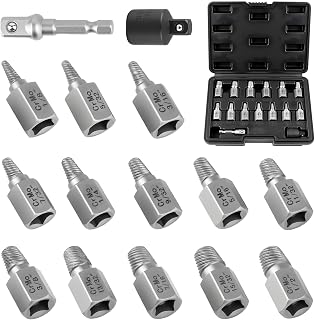 SYIZYEN 15-Piece Screw Extractor Set, 3/8" Hex Drive Easy Out Bolt Remover Kit for Stripped, Broken Screws & Bolts with Case