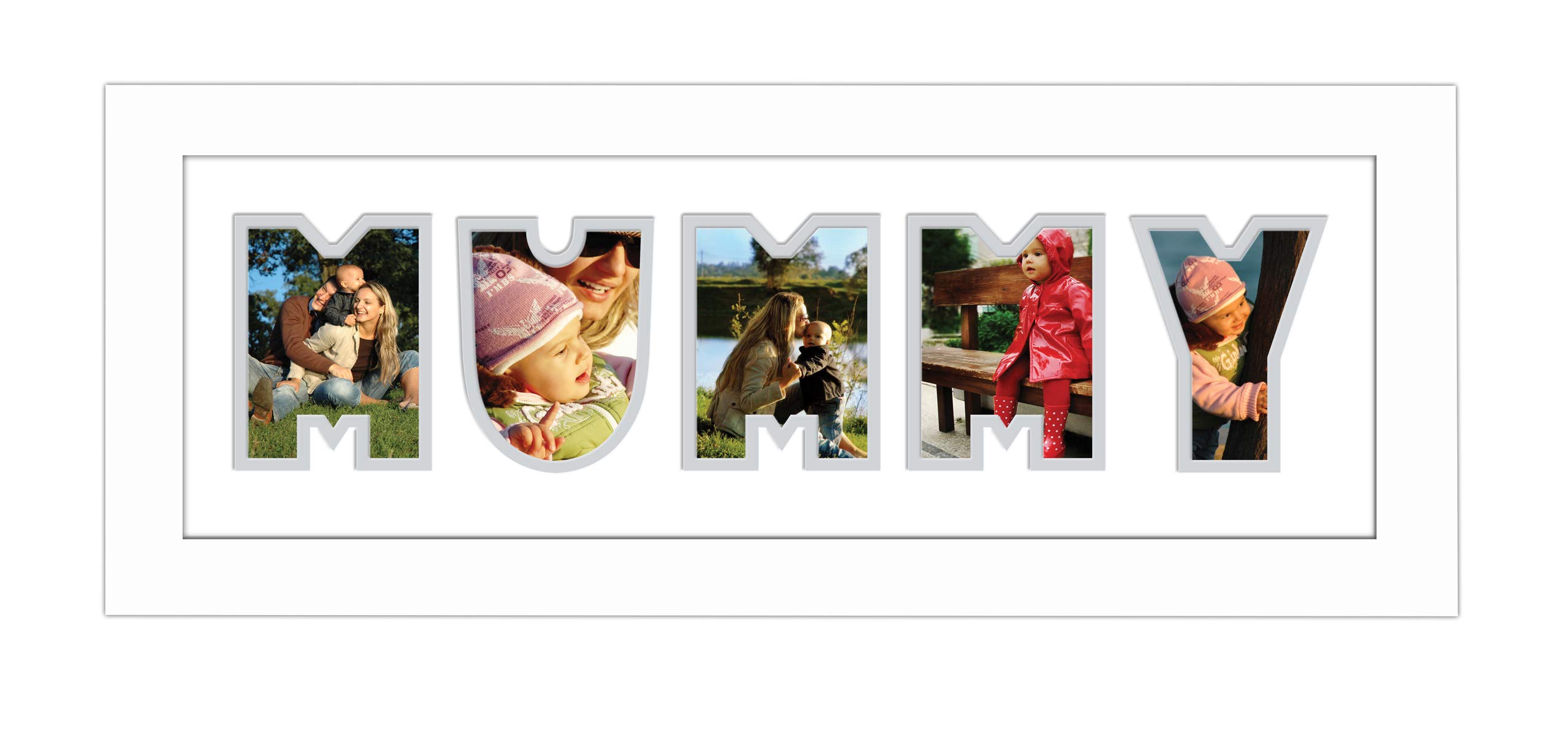 Photos In A Word White Finish Frame White Top Mount Light Grey Bottom Mount Mummy Photo Frame Word Frame White Finish Birthday Picture Gift Present