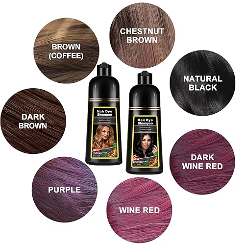 Miniatura 2 de QrBxa Champú de tinte para el cabello marrón natural 3 en 1 para cobertura de cabello 100% gris, ingredientes herbarios instantáneos champú de color