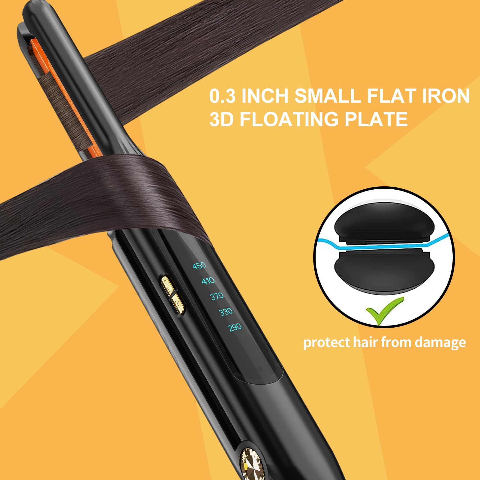 Mvxitanny Small Flat Irons for Short Hair,3/10'' Mini Flat Iron