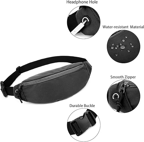 Miniatura 4 de Riñoneras para mujeres y hombres, impermeable, bolsa de cinturón para viajes, caminar, correr, senderismo, ciclismo, Paquete de 2 - Negro + Verde