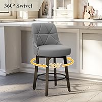 Vista 4 de Bar Stools with Back Set of 2, Stools for Kitchen Counter Height 35-42" Counter Height Bar Stool Chairs, Wood Leg Bar Chairs with Footrest for Bar