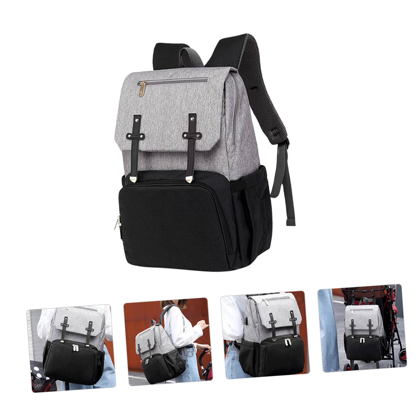 ERINGOGO Multifunktionaler Wickelrucksack aus Oxford Stoff Große Kapazität Doppelte Schultertasche für Reisen Atmungsaktiver Gurt Aufbewahrungsrucksack für Babyartikel