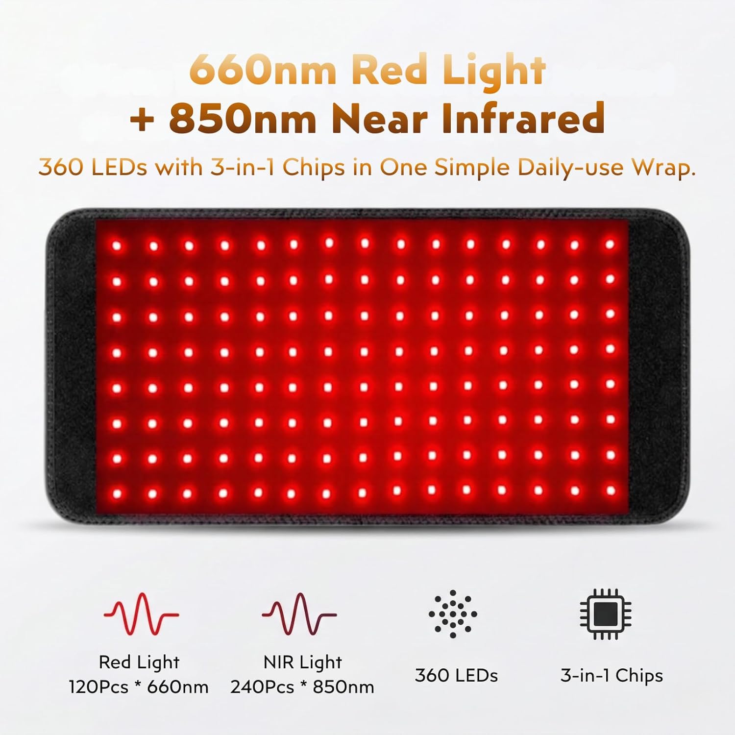𝐑𝐞𝐝 𝐋𝐢𝐠𝐡𝐭 Belt Blanket for for Body 660nm/850nm with 360 LEDs 3-in-1 Chips, Wearable Wrap, Timer Remote Hands-Free Portable Home Use for Back Shoulder Waist Neck Knees