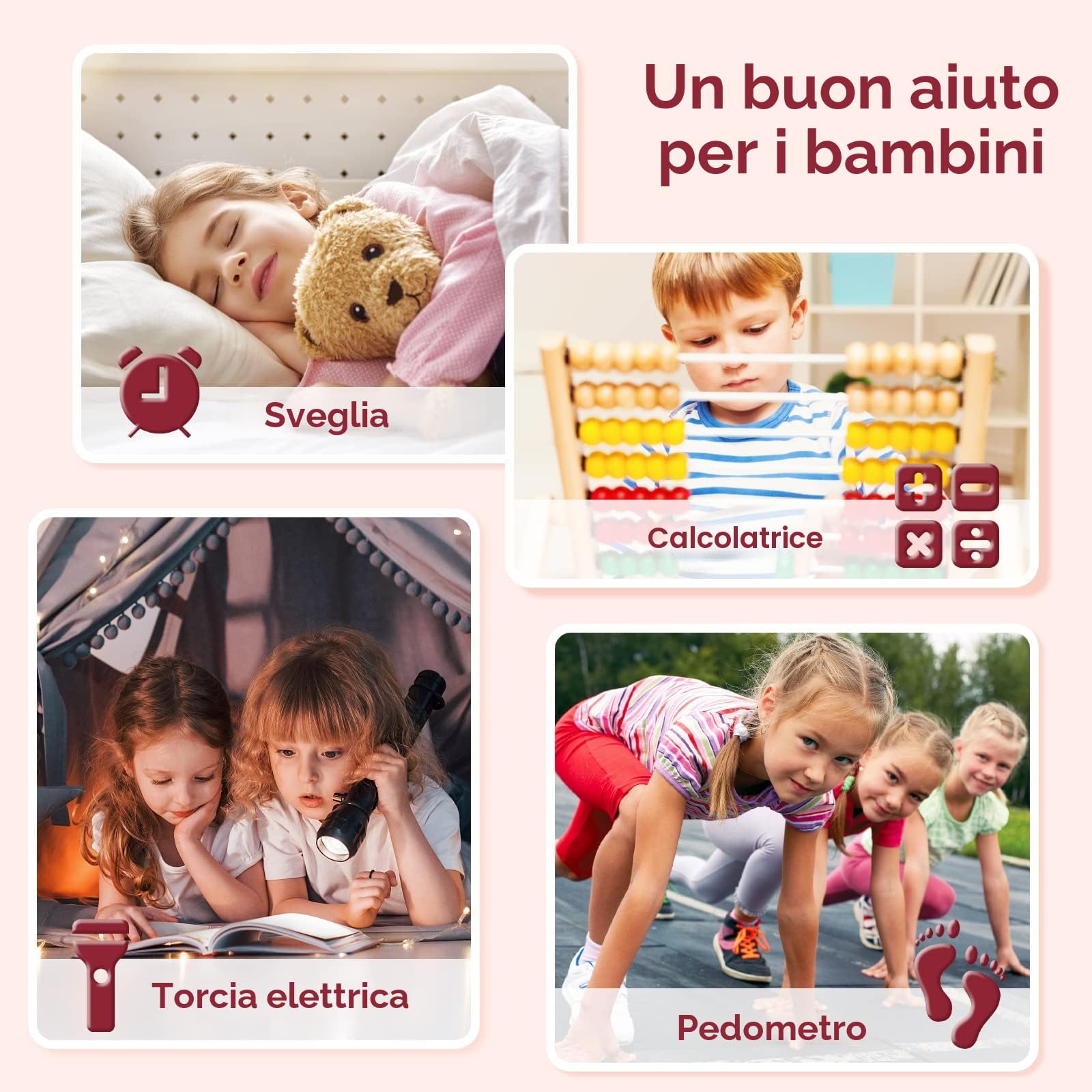 PTHTECHUS - Smartphone Touch, Telefono cellulare per bambini Giocattoli ELETTRONICI EDUCATIVI (P1 PINK 03)
