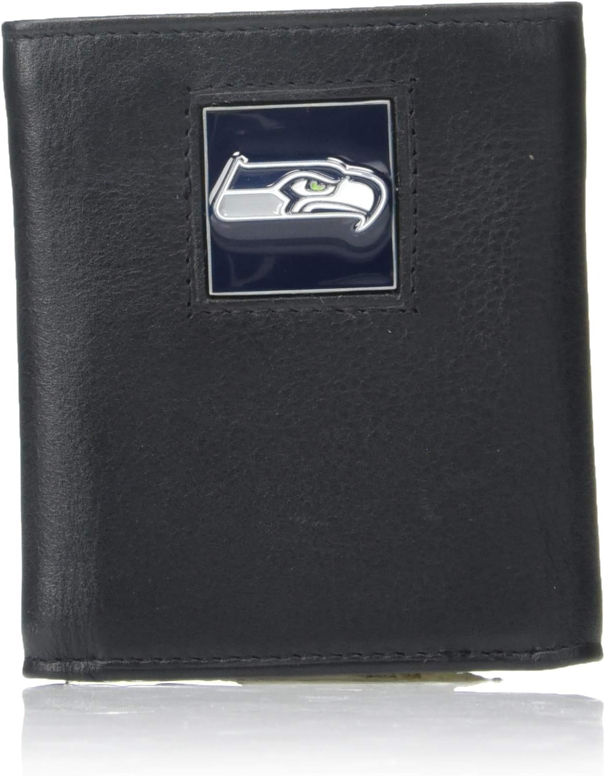 SiskiyouNFL Seattle Seahawks Leather Tri-Fold Wallet, Black