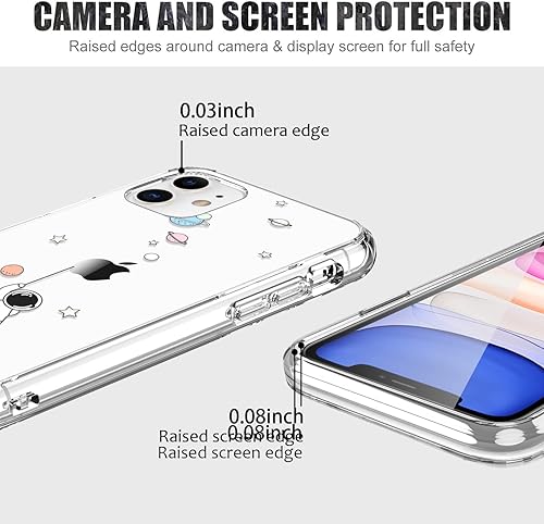 Miniatura 3 de LUHOURI Funda diseñada para iPhone 11 con protector de pantalla, acrílico transparente para mujeres y niñas, funda protectora de ajuste delgado de