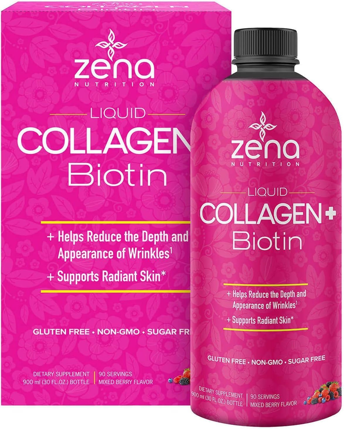 Zena Liquid Collagen,Biotin, 2500mg Collagen, 5000mcg