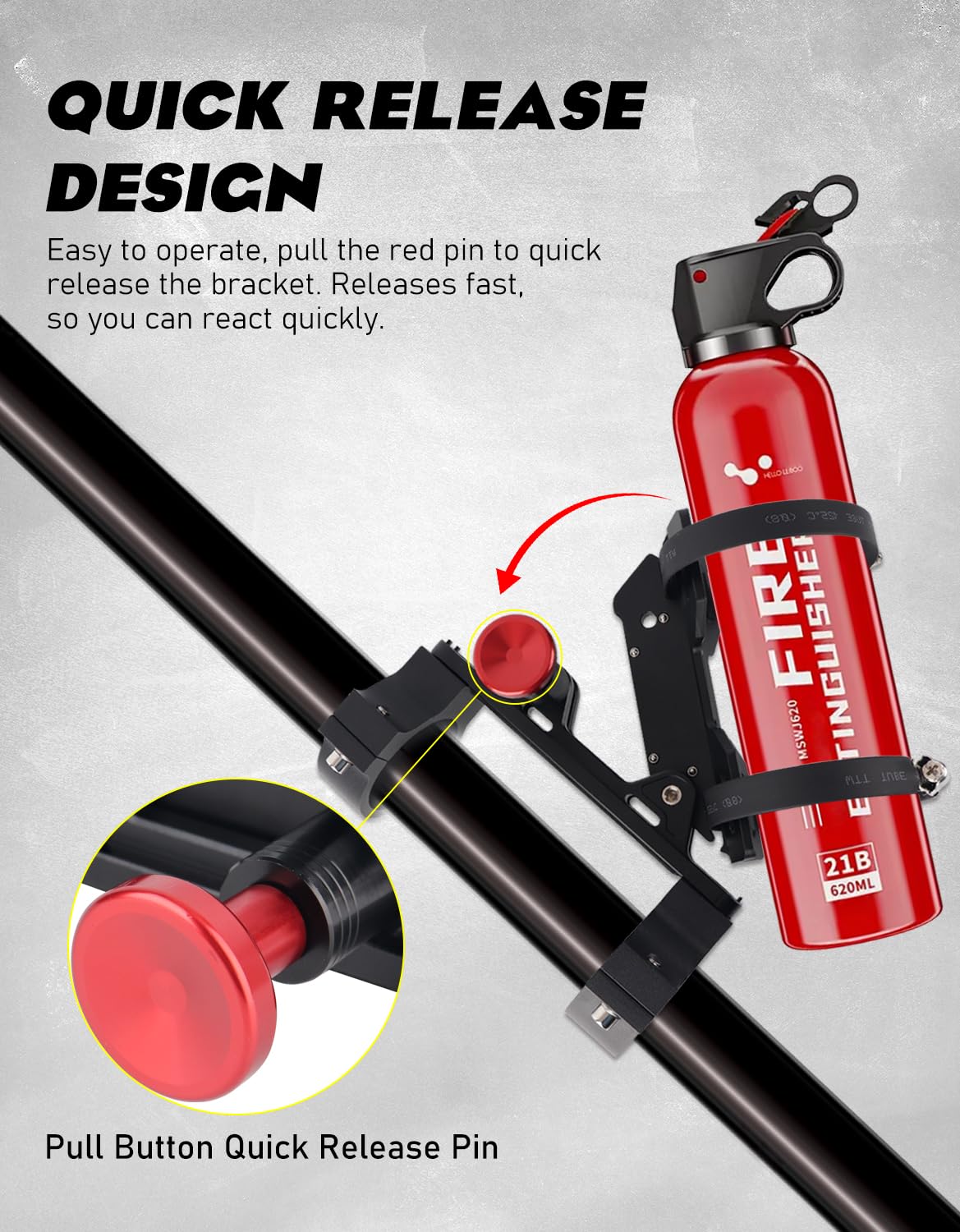 Soportes para extintor de incendios de barra antivuelco, soporte de extintor UTV de liberación rápida de aluminio compatible con Can Am X3, Polaris RZR Ranger 1000