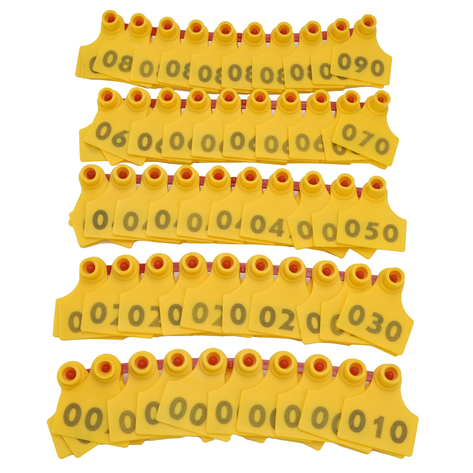 100Pcs Livestock Ear Tags, Tags, 001 100 Numbered Animal TPU Pig Cow Tag with Number 001?100 Handling Supplies Identification Label for Farm Animals Sheep Cattle Goat Yellow