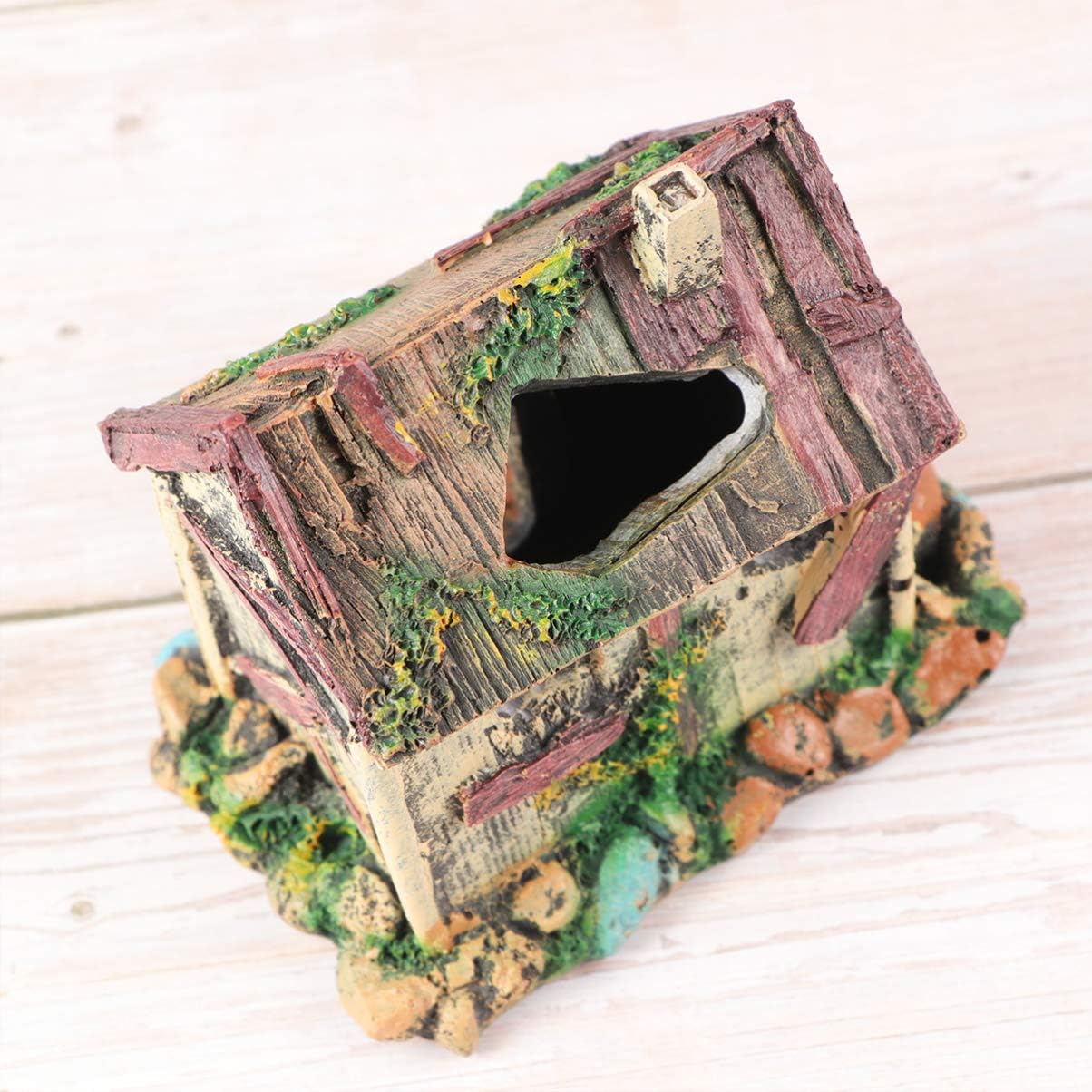 balacoo Aquarium Fish Tank Cave 5.11X3.34X4.72In Resin Ornament Fish Shelter Hideaway for Freshwater Betta Tank Landscaping Decoration