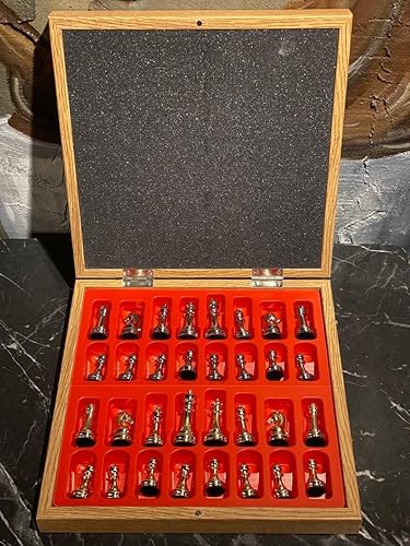 Miniatura 8 de Juego de ajedrez de lujo para adultos, piezas de ajedrez de metal con peso de metal, tablero de ajedrez de madera personalizado con almacenamiento