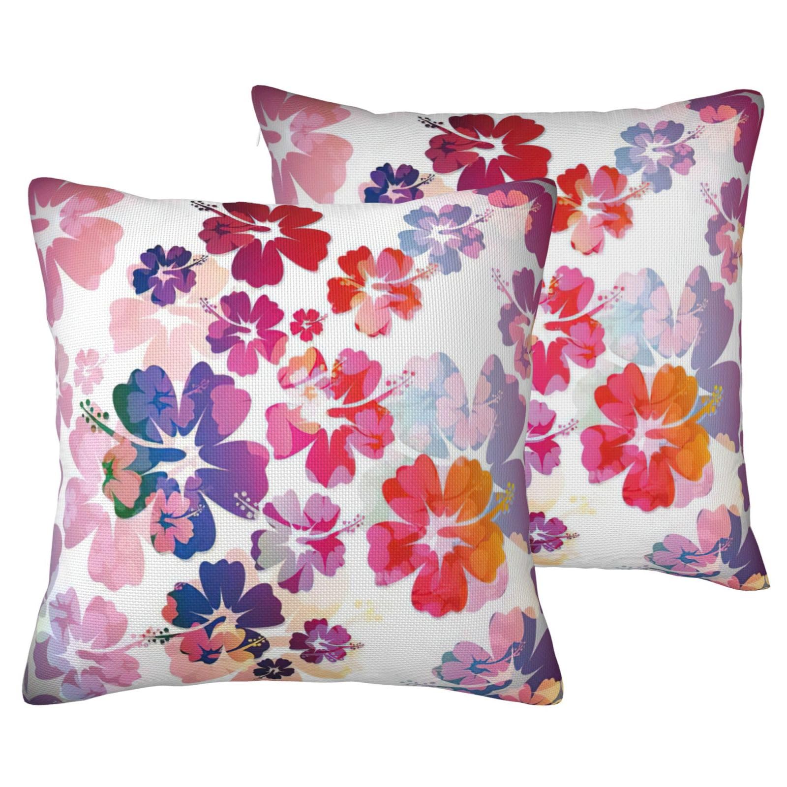 Housses de coussin en lin lot de 2 pour rénover un canapé terne avec motif floral