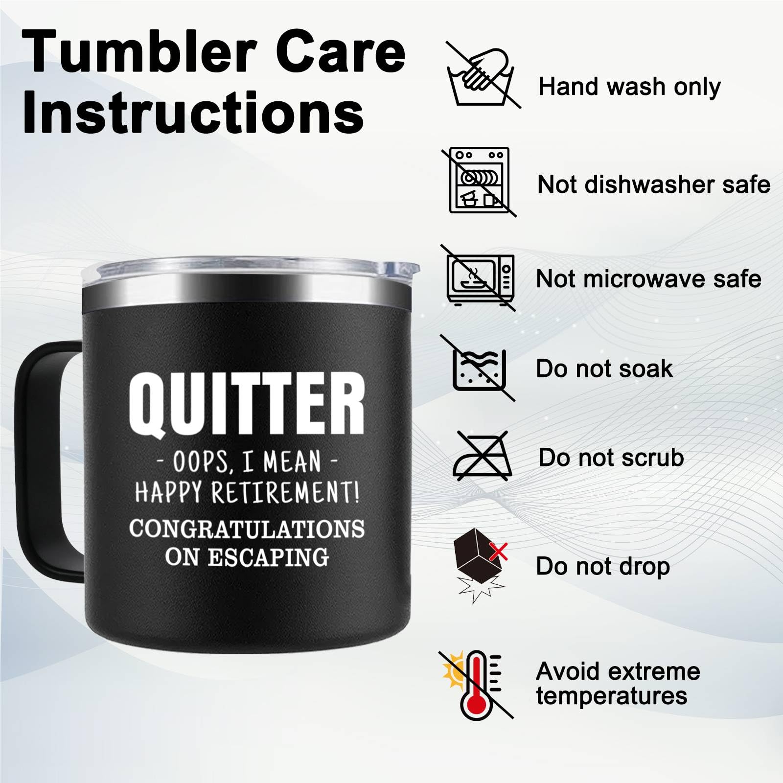 Funny Retirement Gifts For Men - Quitter I Mean Happy Retirement Coffee Mug with Handle, 14oz Retired Cup Mug Xmas Gifts for Coworker Leaving,Teachers,Doctors, Boss,Friends,Dad Black