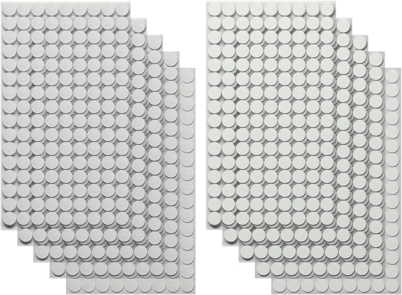 Velcto Sticky Self Adhesive Dots Hook Loop Sticky Dots Sheet 1440 Pieces(720 Pairs Set) 0.39in/10mm Diameter White Sticky Back Coins Mini Nylon Circle Dots for Classroom, Office, Home, Art DIY