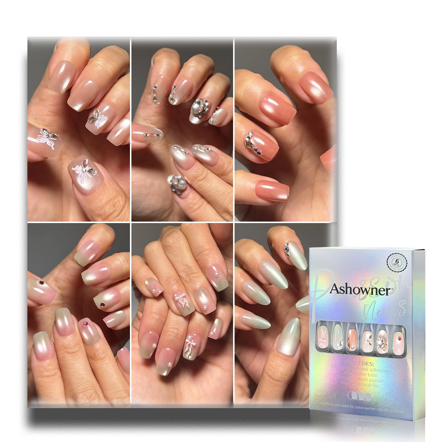 Reusable Press on Nails - 144 Pcs, 6 Styles -25 Reusable Press on Nails - 144 Pcs, 6 Styles -25