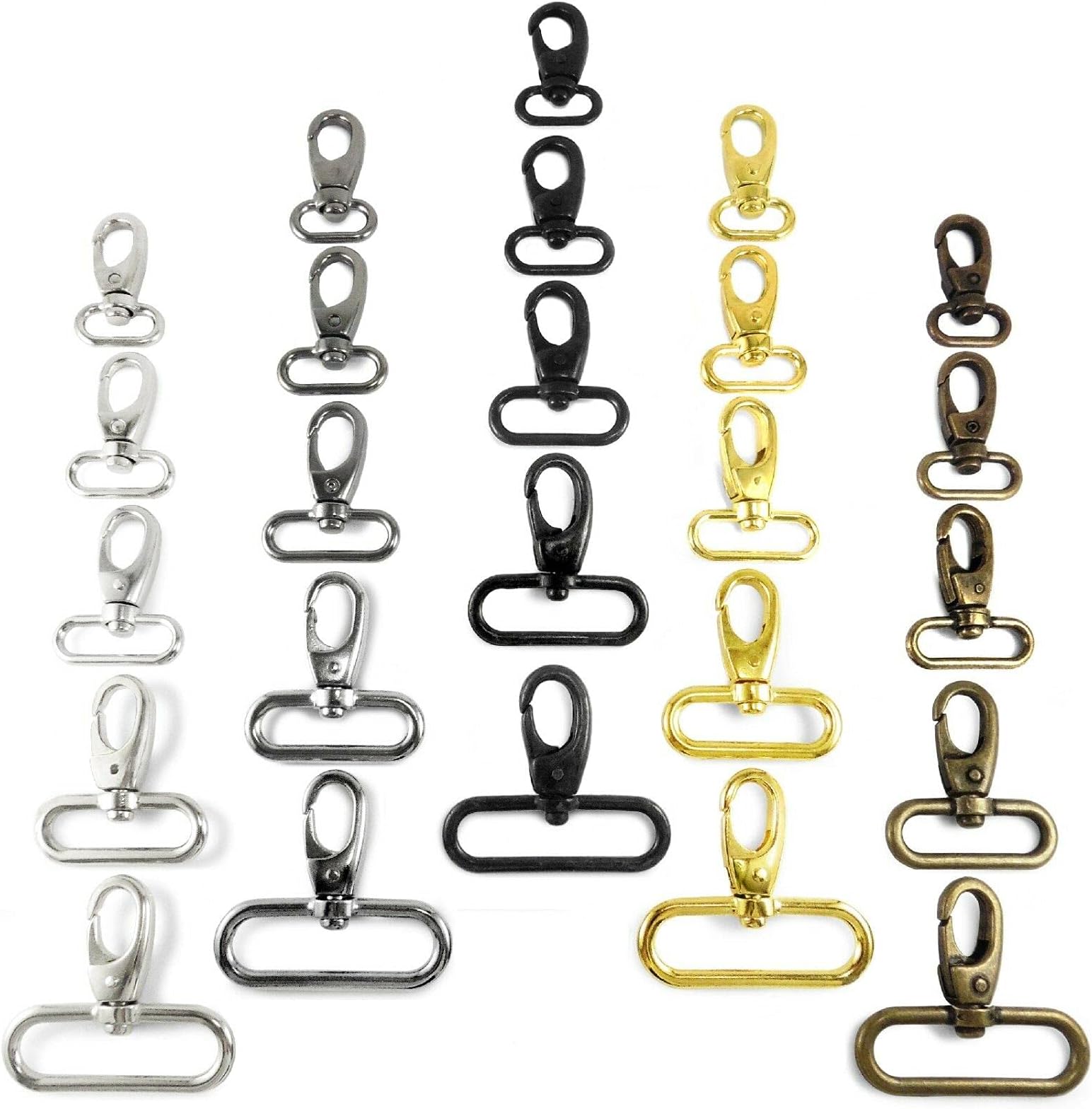 4 pcs - Bag Clasps Lobster Swivel Trigger Clips Snap Hook for 15 20 25 30 40 mm Strapping (Antique Brass, 15 mm, AIV)