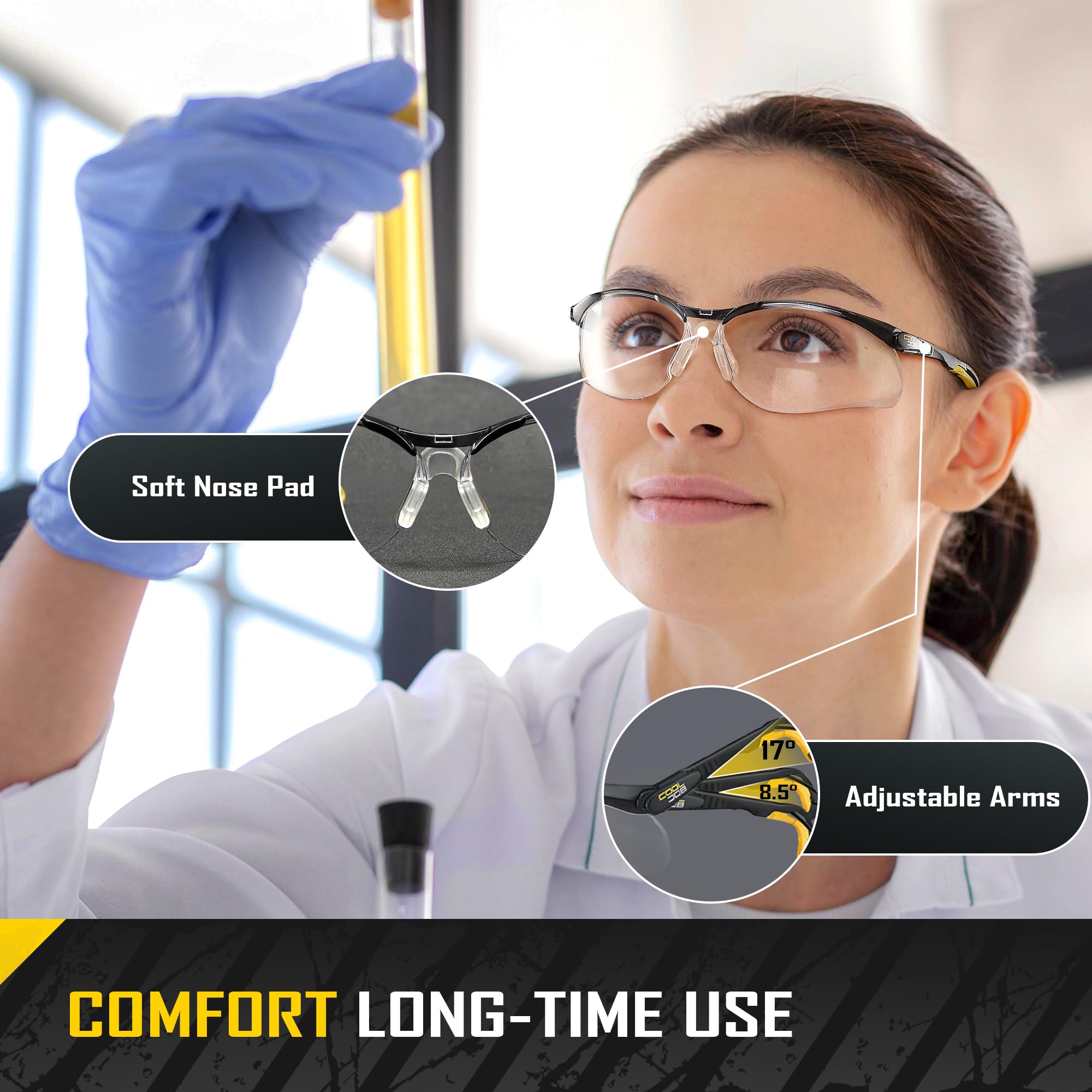 COOLJOB ANSI Z87.1 Safety Glasses with Anti-Fog Clear Lens, 100% UV Proof — Amazon image 4