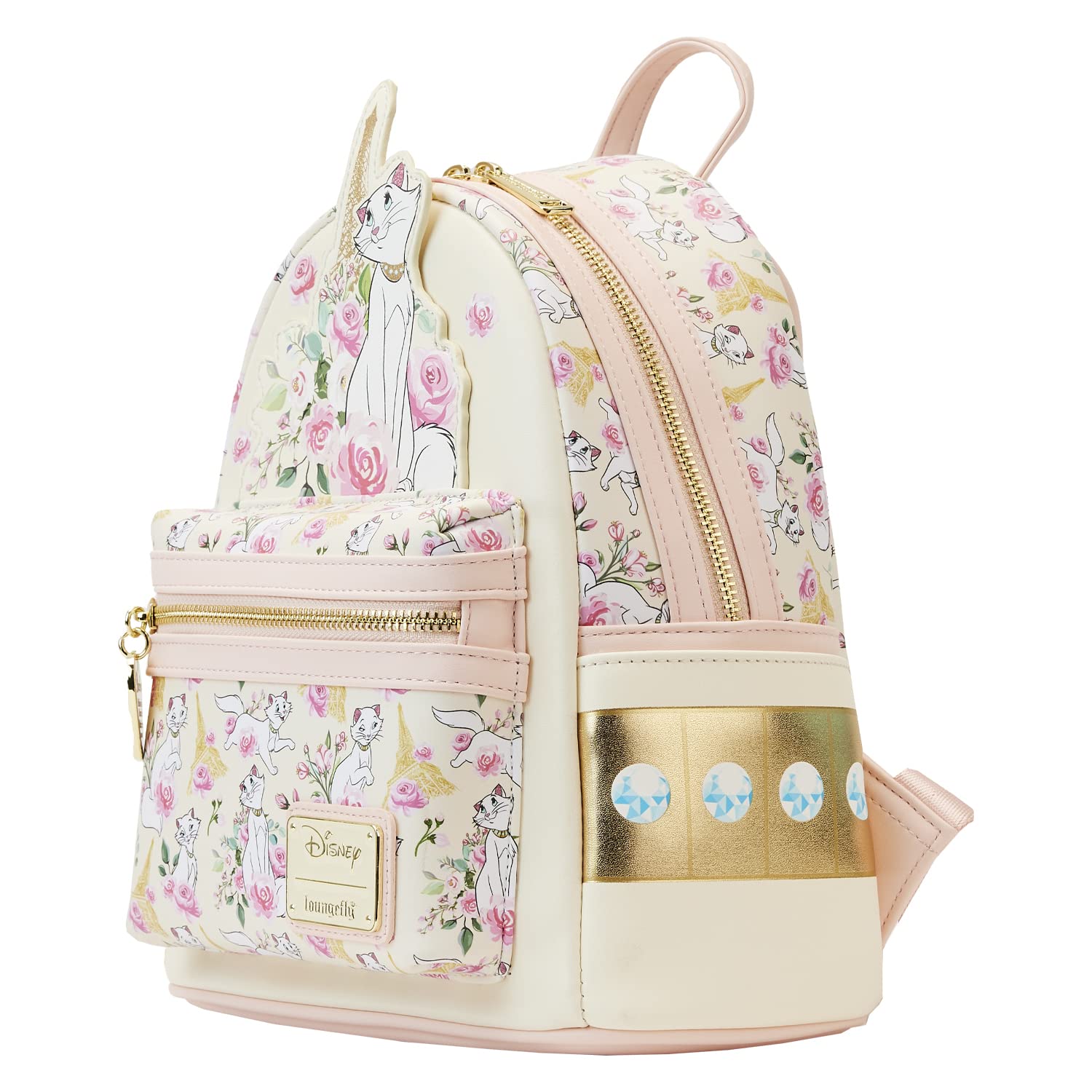 Loungefly Aristocats Duchess in Paris Floral AOP - Bolso de hombro con doble correa, Multi