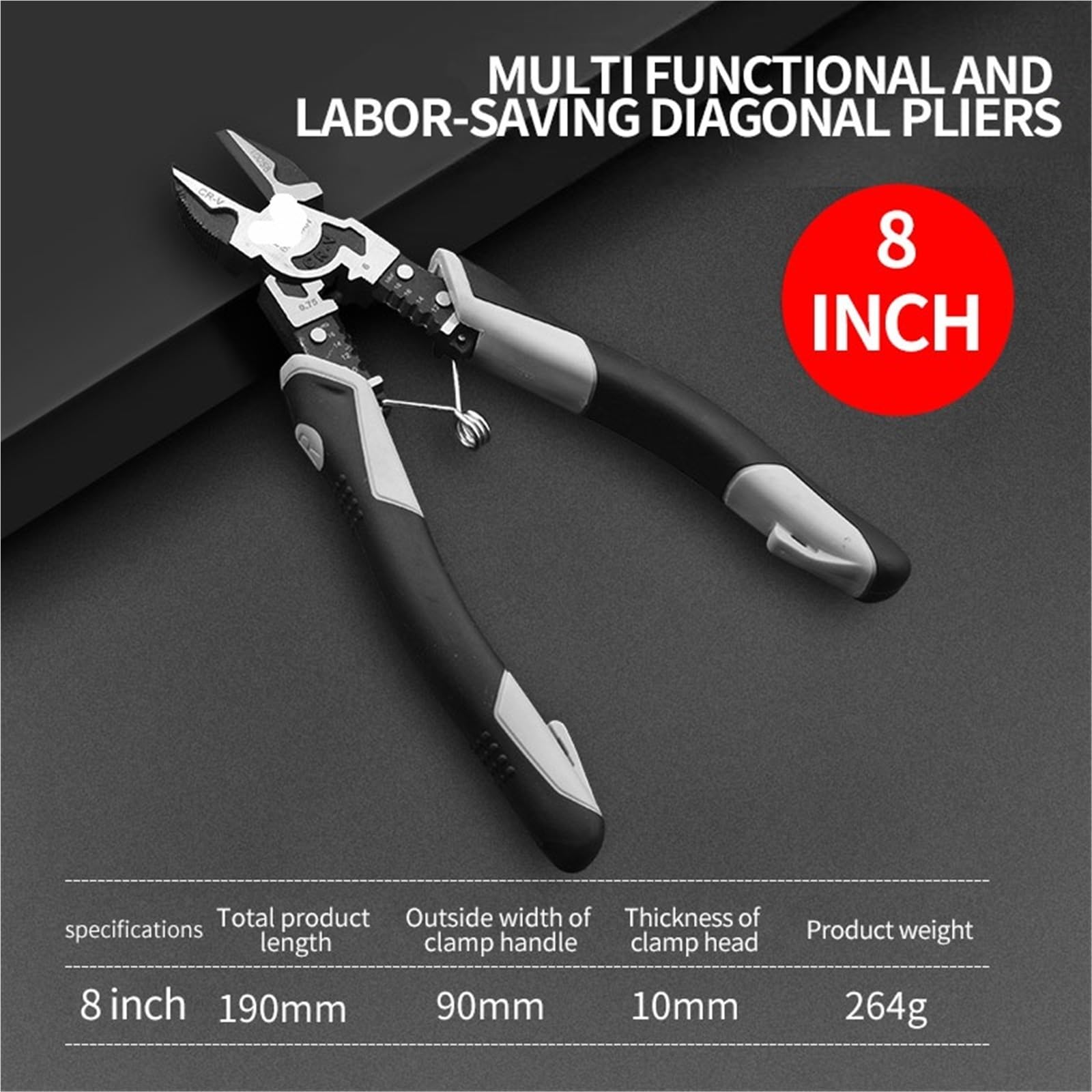 1 pinza diagonale universale multifunzionale, tronchesi for ferramenta, strumenti di riparazione antiscivolo for elettricisti professionali(Diagonal 8inch)