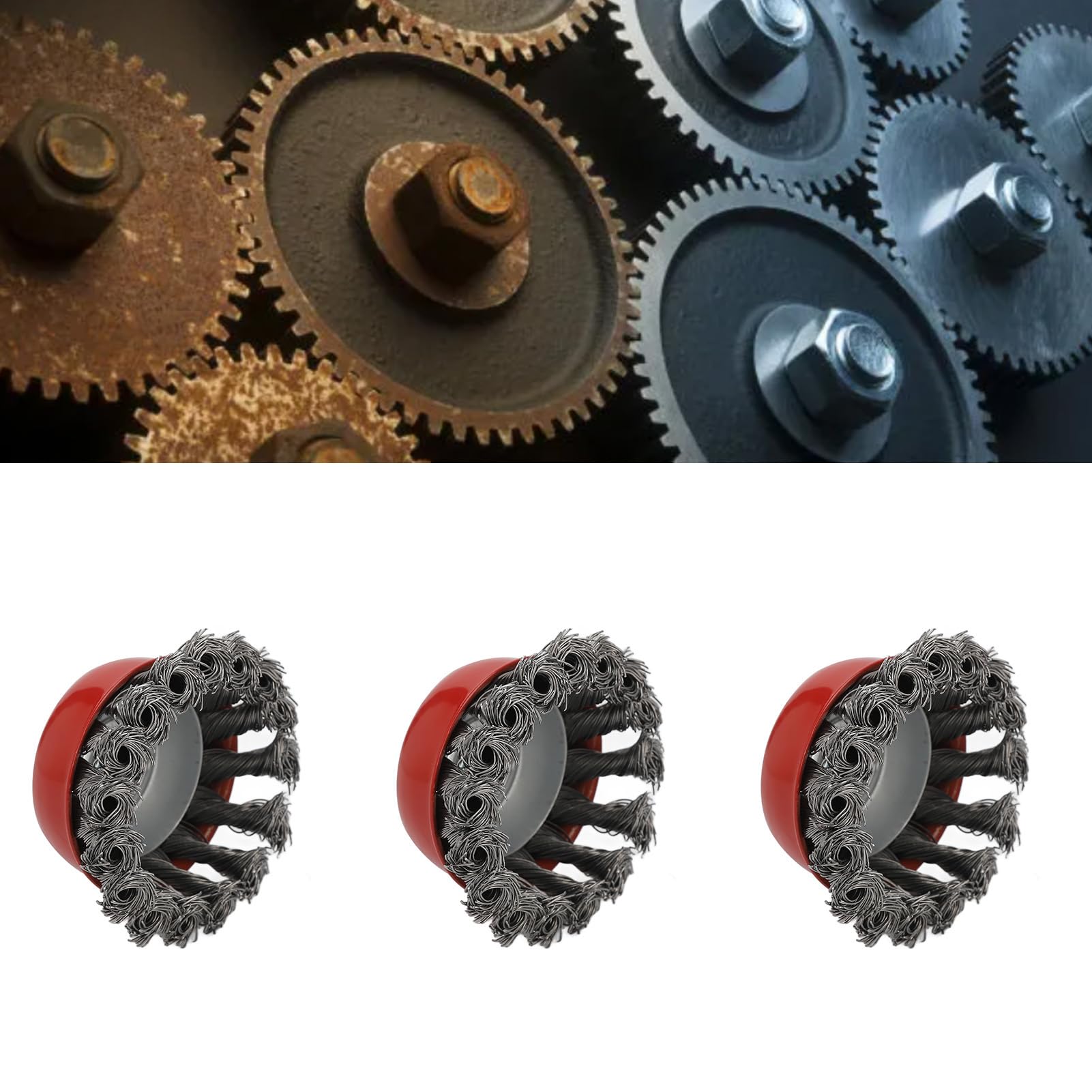 Acouto 100 Pezzi Spazzole Metalliche da 3 Pollici Set di Spazzole a Tazza in Filo d'acciaio Ruota di Rimozione per Lucidatura per Smerigliatrice Angolare Utilizzata per Gravi e C Spazzola da 3