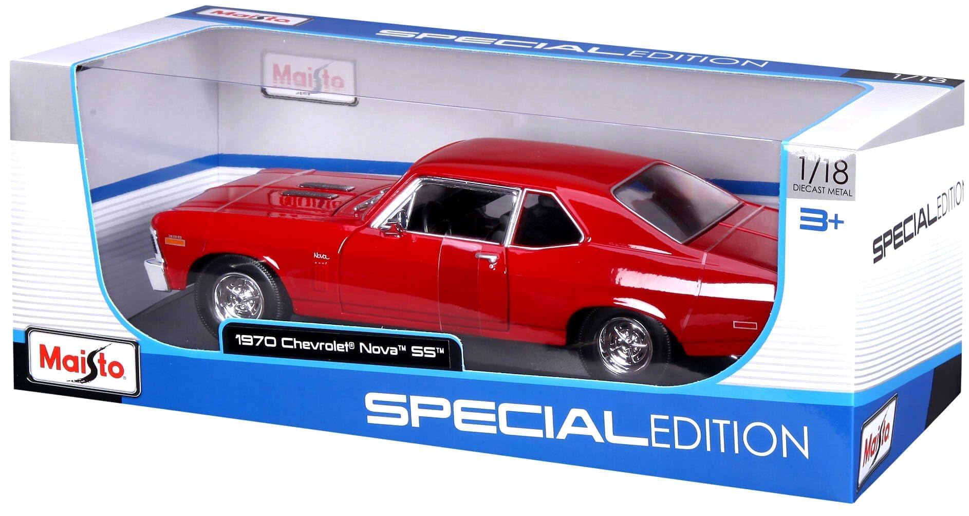 Buy Maisto 1: 18 Black Scale Cherry 1970 Chevrolet Nova SS Coupe