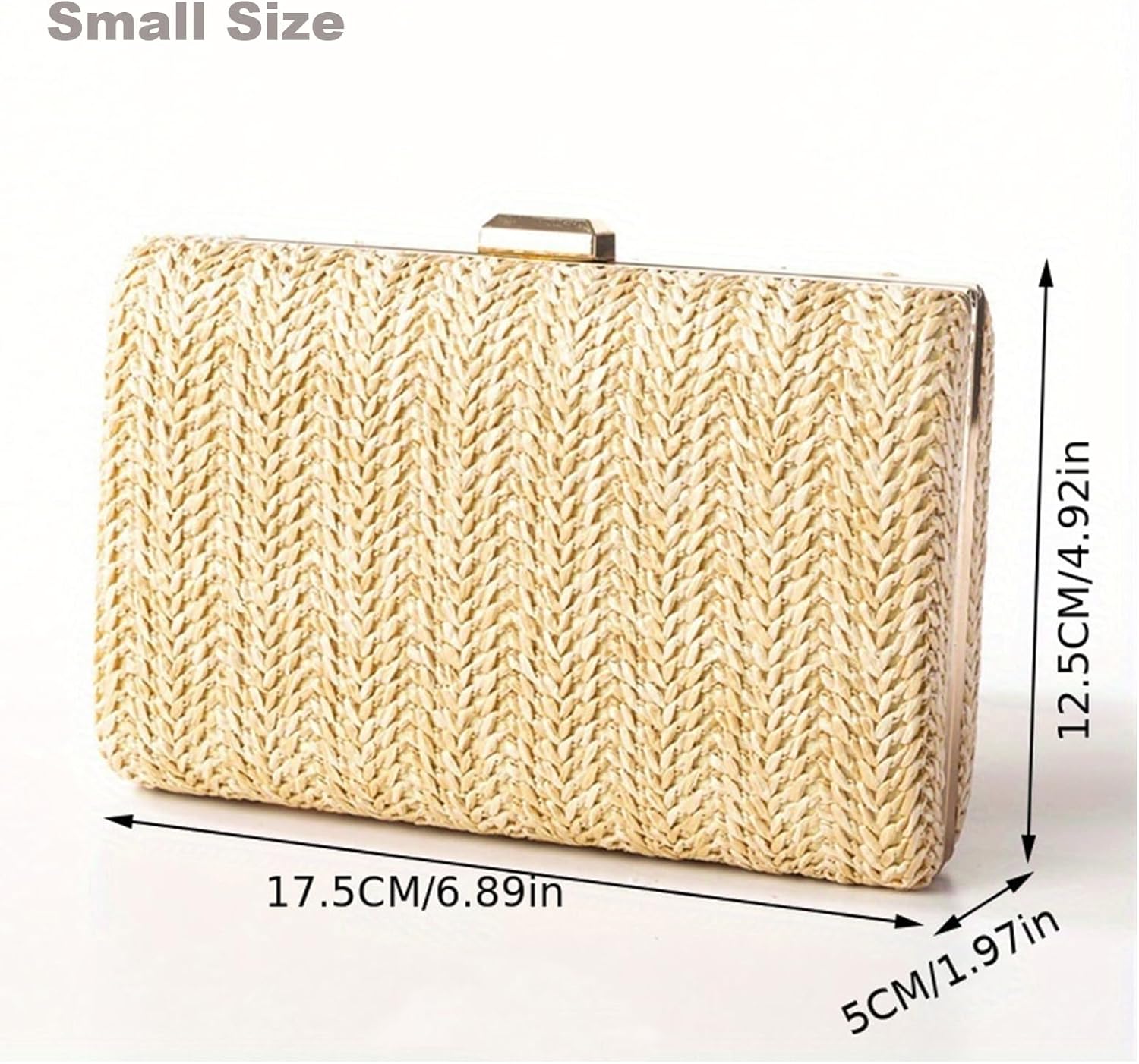 Kseymeir Straw Clutch Handbag for Women, Summer Evening Purse Chain Shoulder Crossbody Bag for Wedding, Parties
