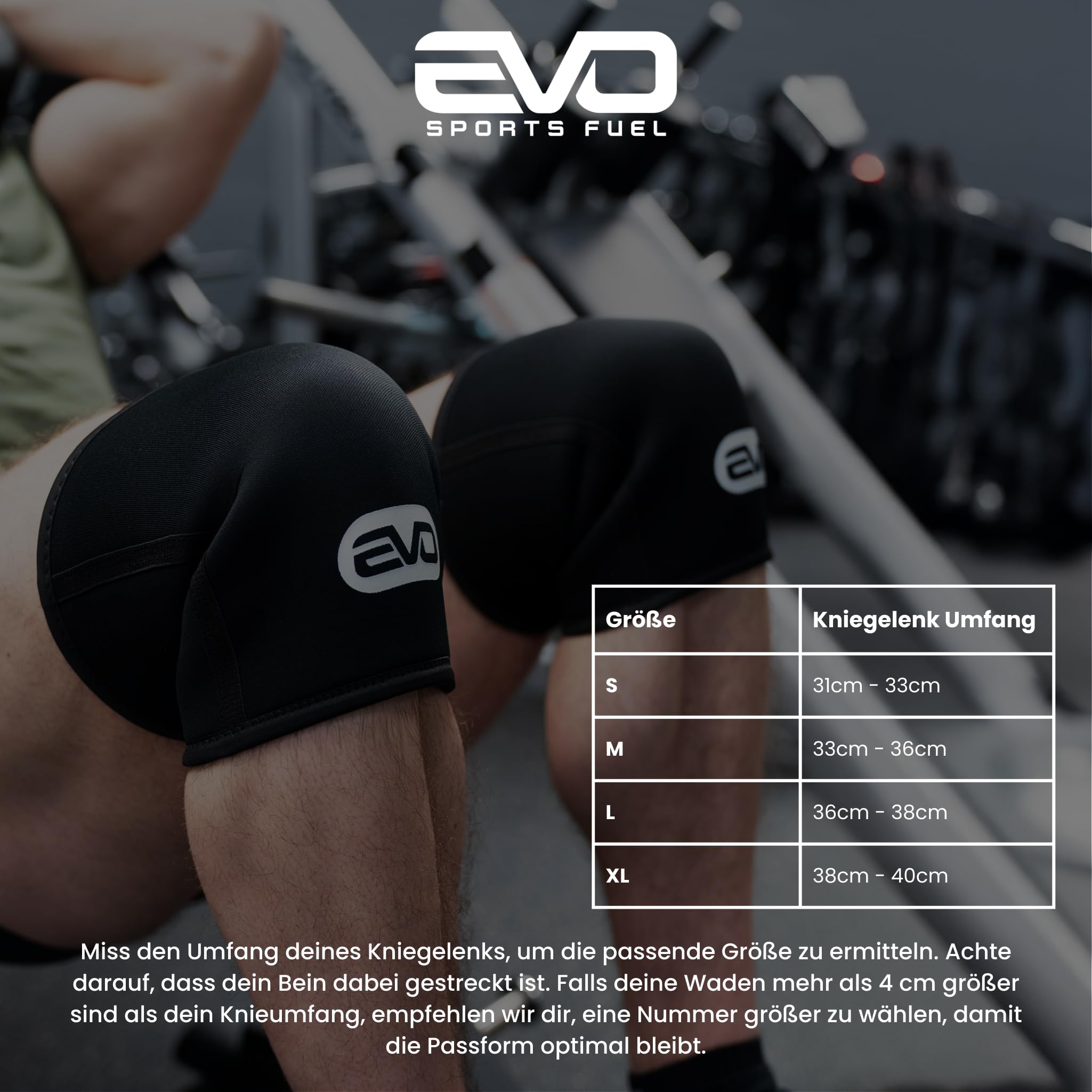 EVO SPORTS FUEL Ginocchiera per uomo/donna | 7 mm Neoprene Knee Sleeves per sport, allenamento della forza, CrossFit, sollevamento pesi e fitness | Fascia di compressione per supporto e protezione (1
