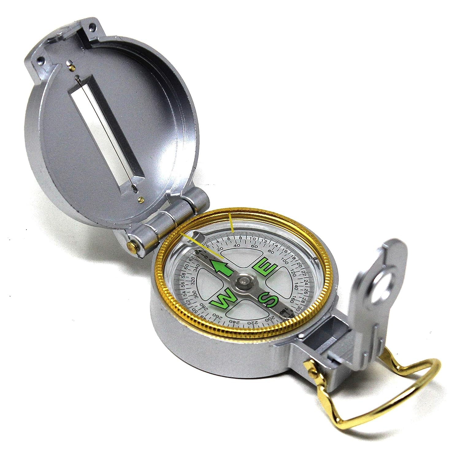 Prostuff.in Engineer Directional Folding Pocket Prismatic Compass with North Arrow Floating 1 Pcs Silver Color