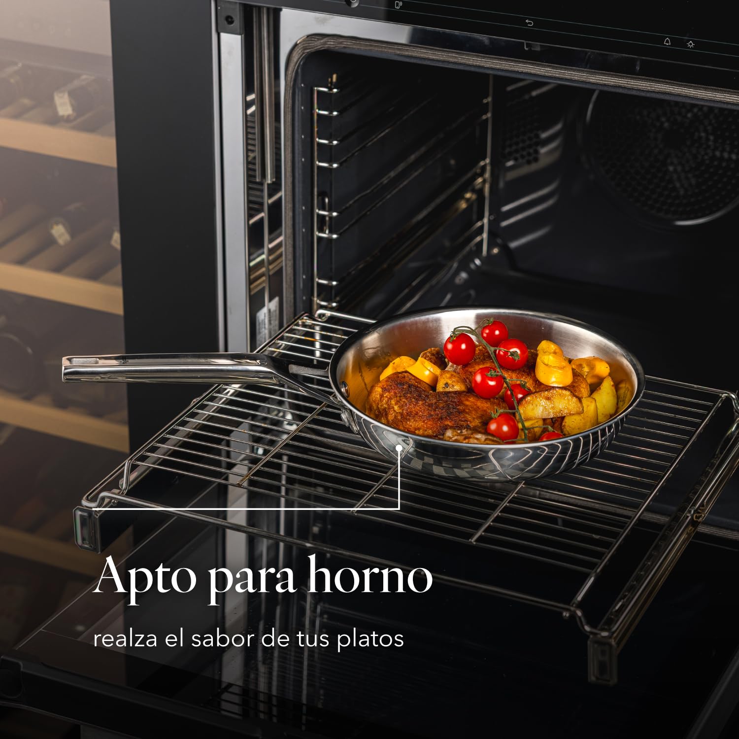 Florina Set Sartenes de acero inoxidable LUCIDA | 20 CM, 24 CM, 28 CM | 3 piezas | 3 capas | Núcleo de aluminio | Apto para horno | Mango ergonómico | Acabado espejo | Todas las cocinas