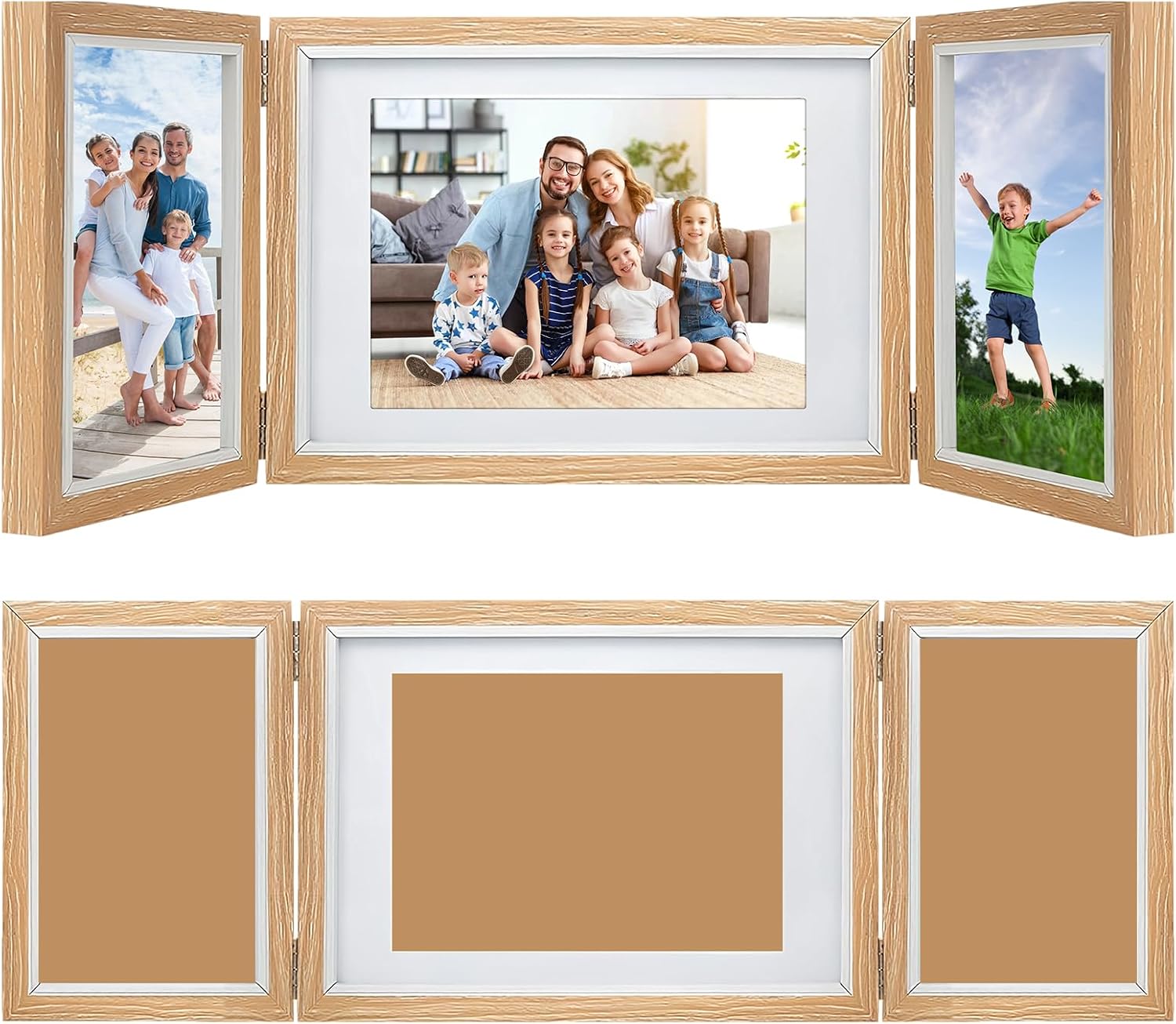 Bilderrahmen f r Mehrere Bilder 3er Bilderrahmen Klappbar aus Holz f r 10x15 cm und 13x18 cm Foto Dreifach Faltbarer Rahmen f r Geburtstage Hochzeiten Weihnachten Valentinstag