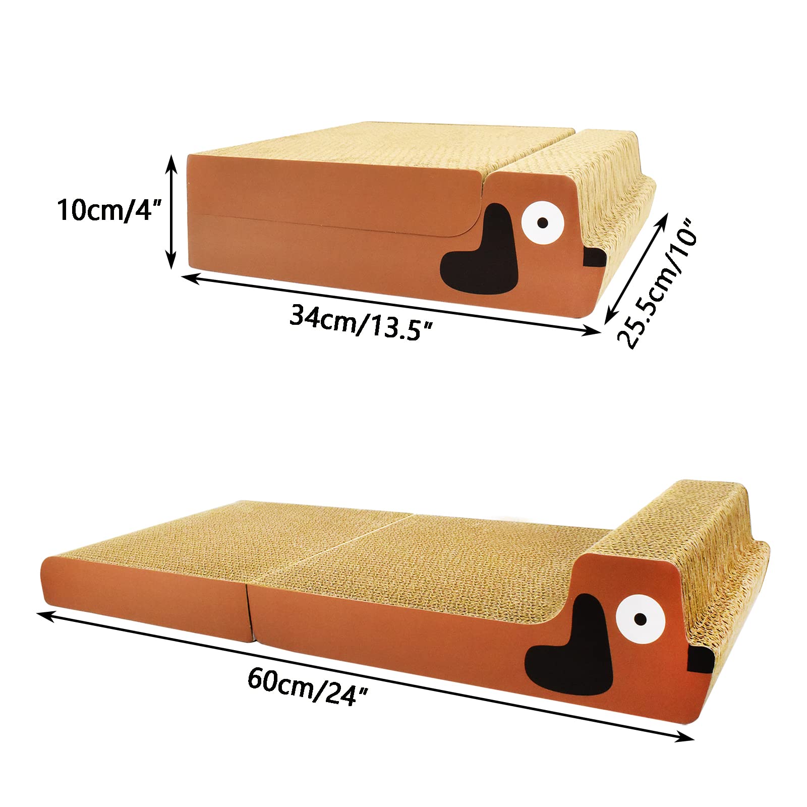 GKYZBB Foldable Cat Scratcher Pad 23.6”x10”x2”Long Lasting Recyclable Corrugated Cardboard Scratch Board for Indoor Cats
