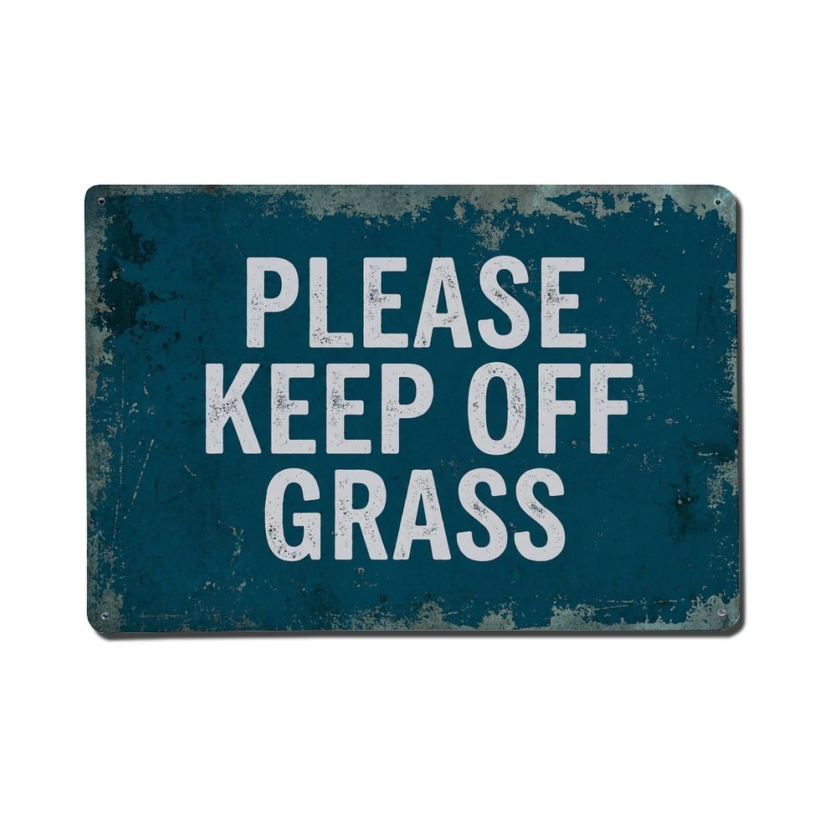 Vintage Please Keep Off Grass Metal Tin Sign Plaque Wall Decor for Cafe, Club Bar, Office, Garden Metal Poster 8x12Inch