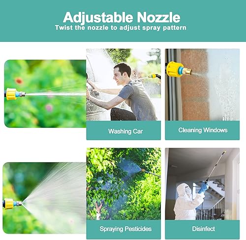 Miniatura 3 de Pulverizadores eléctricos para césped y jardín, rociador a batería de 1.35 galones con 2 boquillas y varita telescópica, rociadores de césped y