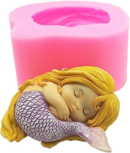 Miniatura 3 de YSCEN - Moldes de silicona para dormir, sirena 3D, diseño de princesa de sirena, manualidades, moldes de jabón hechos a mano, suministros para hacer