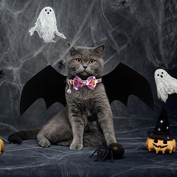 Cat Bat Wings Halloween Bat Wings Costume with Collar Small Dog Bat Wings