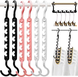 6-Pack-Closet-Organizers-and-Storage,Sturdy Organization-and-Storage-Hangers-Space-Saving for Wardrobe,Dorm-Room-Essentials for College Students Girls Smart Clothes Hanger