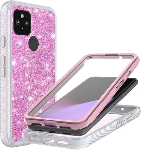 Miniatura 7 de Funda para Google Pixel 5 (versión 2020), protector de cuerpo completo con purpurina brillante a prueba de golpes, elegante funda protectora para