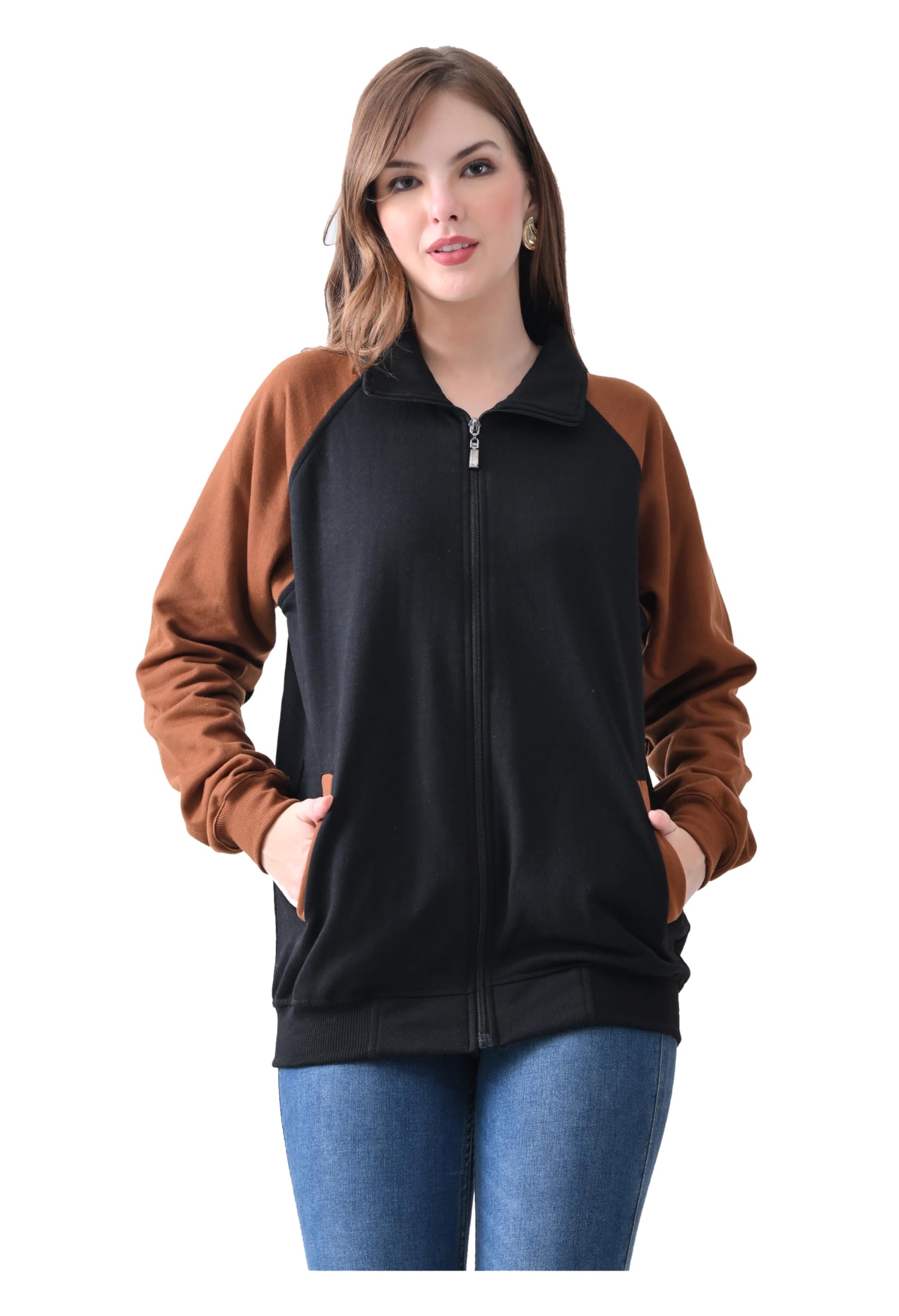Women's Winter Fleece Jacket | Full Zip High Neck | Dual-Tone Design | Soft Warm Fleece | Both Side Pockets | Regular Fit Casual Winter Wear-image-45