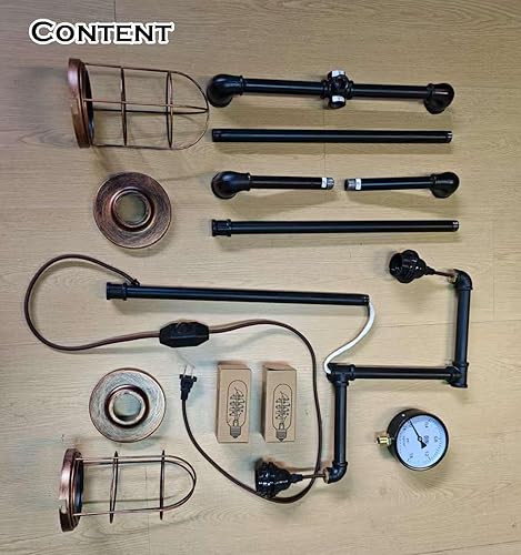 Miniatura 5 de Lámpara de pie Steampunk DIY con atenuador, regulable estilo loft industrial vintage estilo antiguo luz con bombilla, base de metal con tubería de