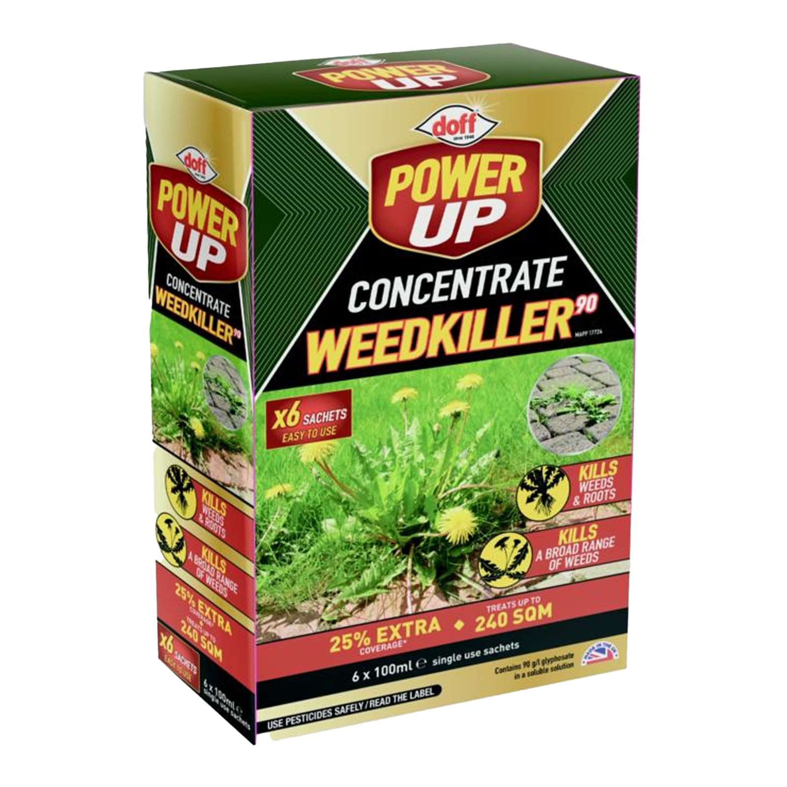 Concentrated Weedkiller, Systemic Weed Control, Kills Roots & Leaves, Garden Weed Remover for Paths, Patios & Driveways, Easy Mix Formula, (6 Sachets)