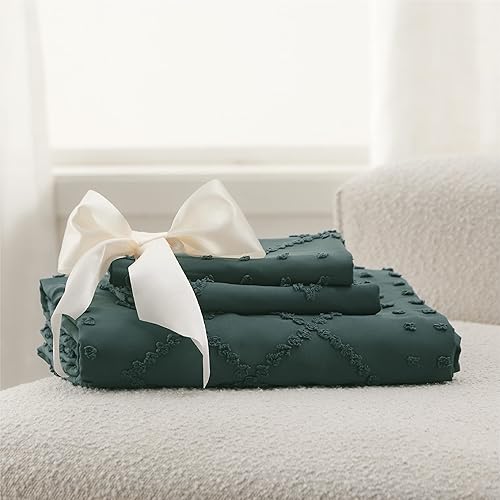 Miniatura 6 de Bedsure - Funda de edredón bohemia para niños, tamaño queen, capitoné, para todas las estaciones, 3 piezas bordadas estilo shabby chic, edredón no