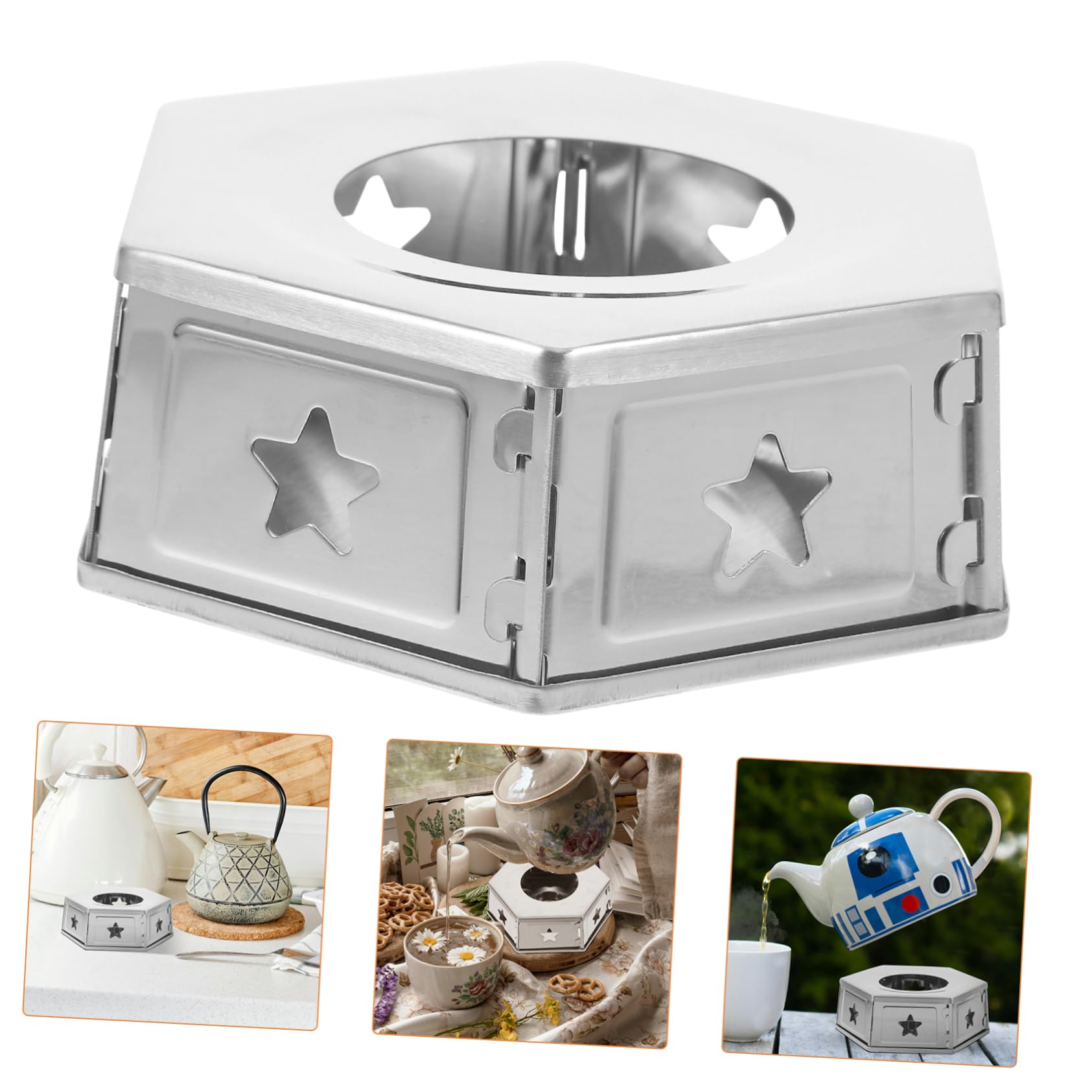 FELTECHELECTR Stainless Steel Hollow Teapot Warmer Modern Design Excellent Texture Suitable for Hot Drinks