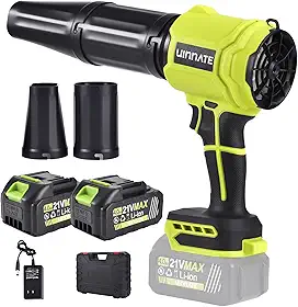 Soprador de folhas sem fio com 2 baterias e carregador, sopradores elétricos para cuidados com o gramado e jardim, sopradores de licença alimentados por bateria de 21 V 4000 mAh, soprador