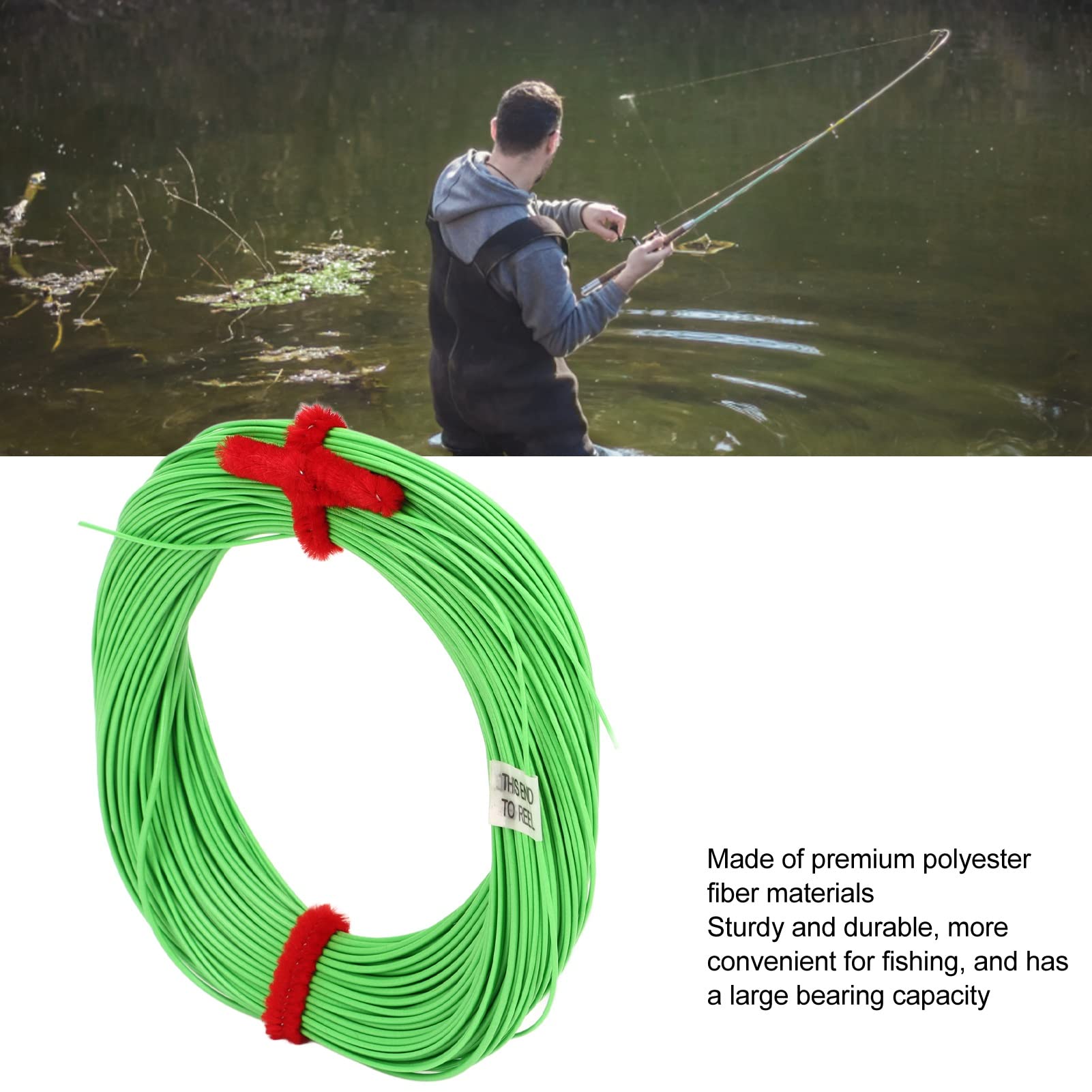 OUKENS Fly Fishing Line, 30m Heavy Load Bearing High Tech Coating Fishing Accessory,Weight Forward Floating Fly Line for Outdoor Fishing Accessories (Green)